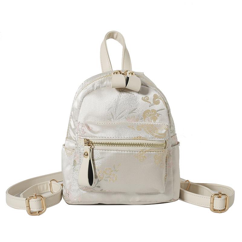 Small Niche Design Chinese Style Embroidered Flower Bag, New Fashionable Backpack for Women's Outdoor Travel, Small Backpack