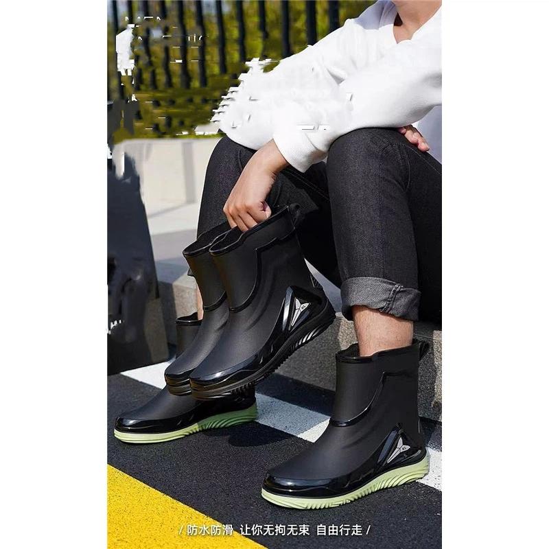Men's Waterproof Low Top Rubber Shoes And Rain Boots