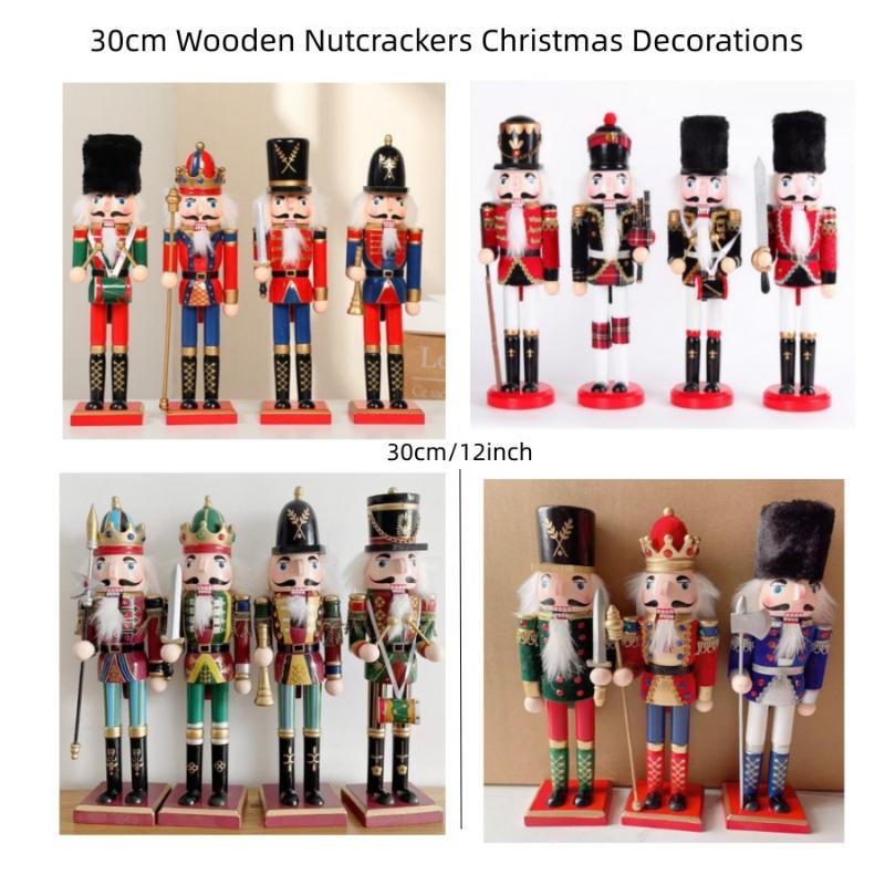 1Pcs 30Cm Cartoon Walnut Soldier Home Decoration Christmas Ornament Wooden Nutcracker Puppet Desktop Decor