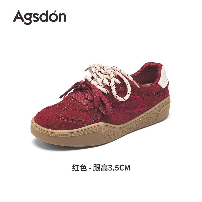 Красные туфли Dexun новые осенние платформа балетная ретро вышивка повседневные спортивные кеды 35