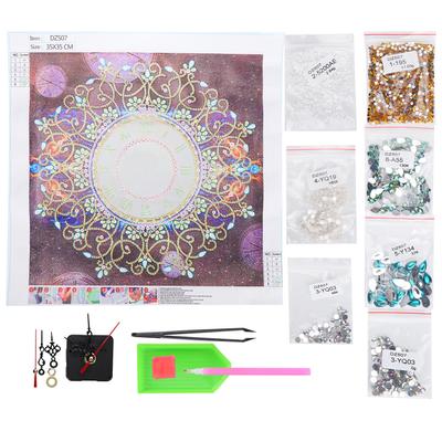 Diamond Painting Sets DIY Strassmalerei Blumenmuster Uhr Heim Wanddeko