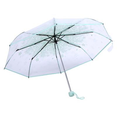 1PC Transparent Folding Umbrella Fashionable Princess Umbrella Cherry Blossom Four Colors