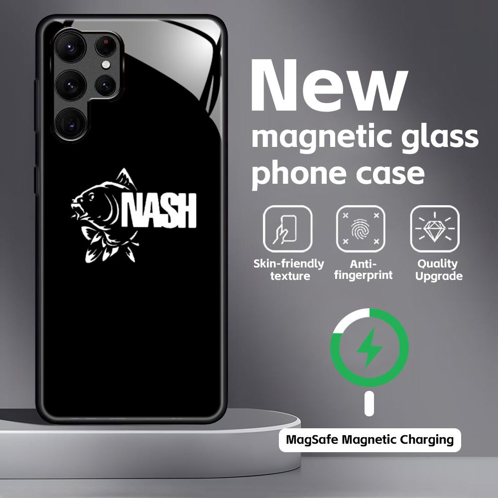 Fashion N-nasH Fishing Brand Phone Case For Samsung S26 S25 S24 S23 S22 S21 Plus Ultra Note20 Glass Magnetic Case