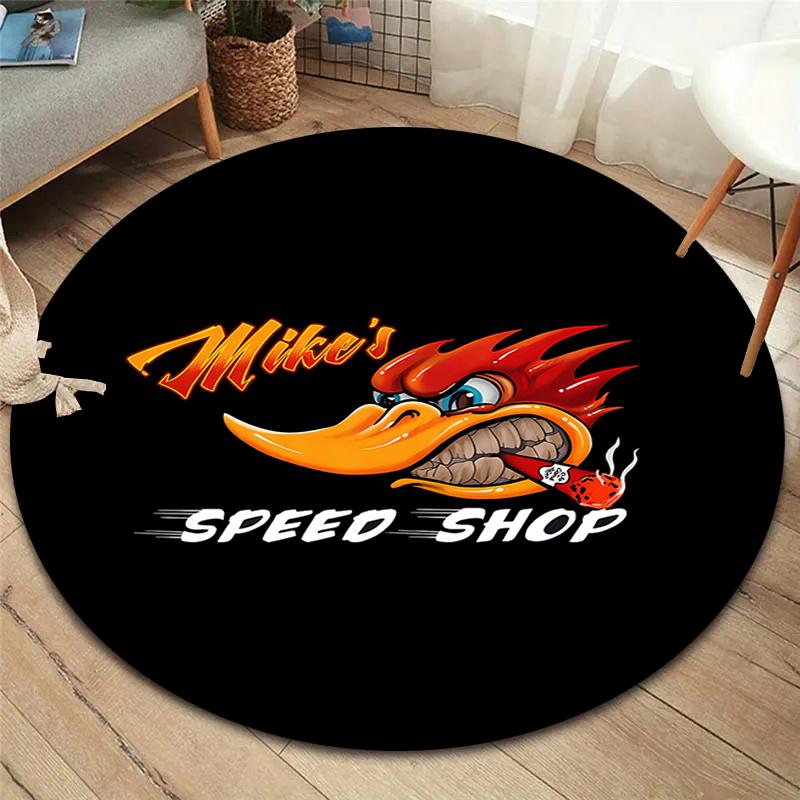 Mr. Horsepower Round Area Rug,Carpet Rug for Living Room Bedroom Sofa Playroom Decor,Non-slip Floor Mat