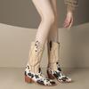 Winter Khaki Black Women Mid Calf High Boots Pointed Toe High Square Heel Small Big Size 33 47