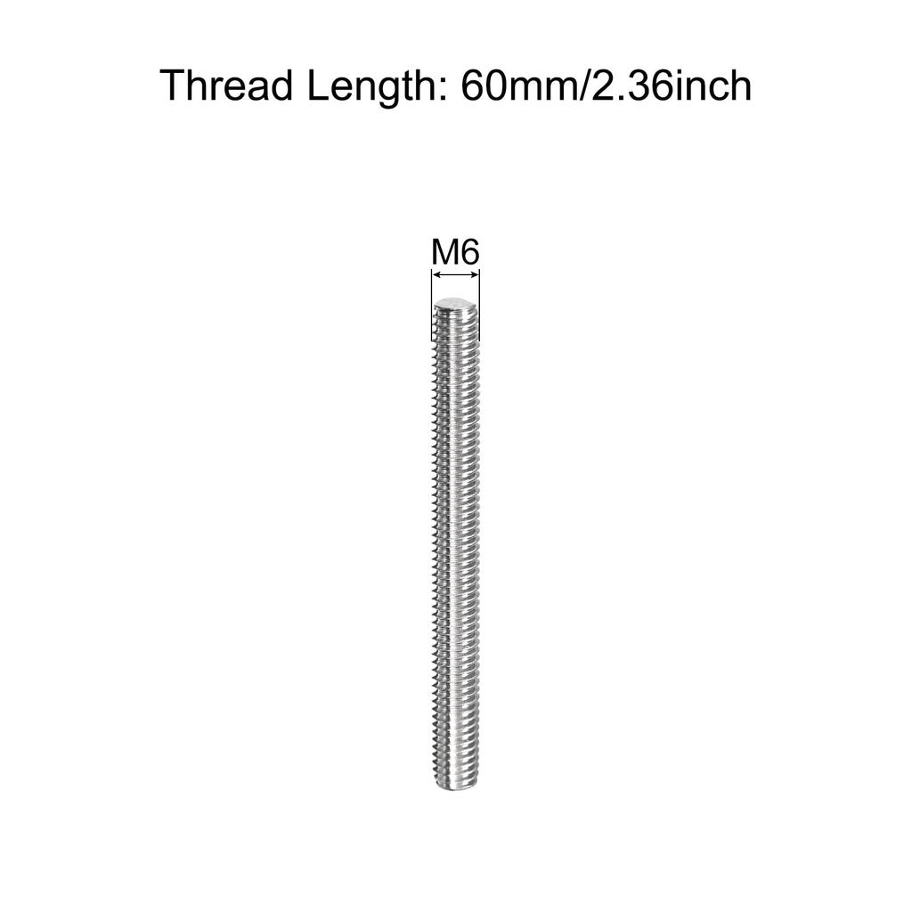 uxcell Full Thread Rod, Right Threaded Rod, Rod Stud 304 Stainless Steel, M6 X