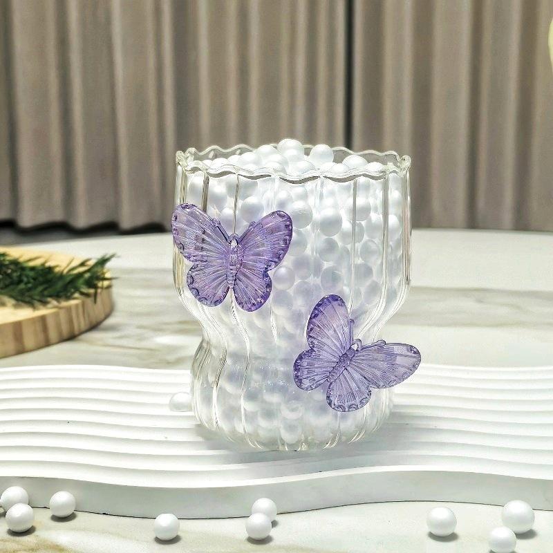 Butterfly Elegance Glass Tea Cup Coffee Mug with Floral Design Gift For Women Valentine’s Day & Mother’s Day