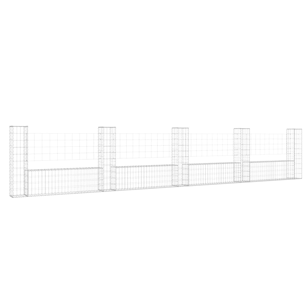 U Shaped Gabion Basket with 5 Posts Iron 500 X 20 X 100 Cm