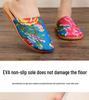 Women's Ethnic Peony Print Linen Half Slippers - Large Size