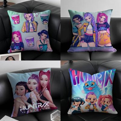 Поп-мультфільм K-Pop Мисливці на демонів Наволочка Антикліщова наволочка Невидима блискавка Шовковистий короткий плюш Наволочка для диванної подушки