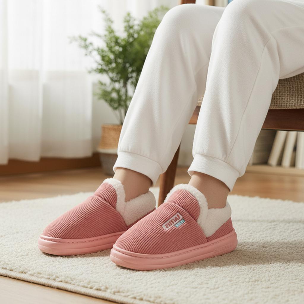 Fleece thermal cotton slippers home indoor thick bottom non-slip external wear middle-aged and elderly wear-resistant thick bottom cotton mop
