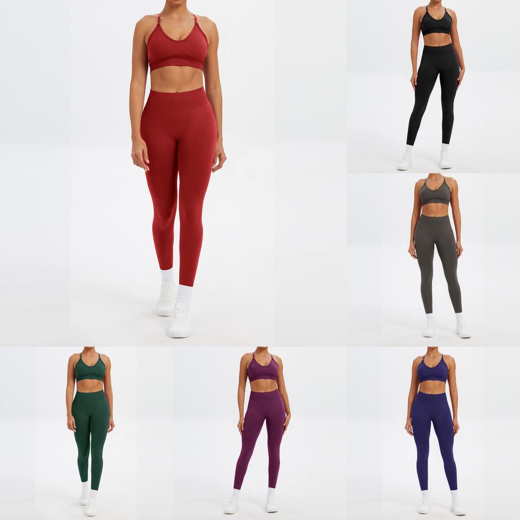 Nahtloses Yoga-Set Für Damen Mit Schnelltrocknendem Stoff Für Laufen Und Fitness