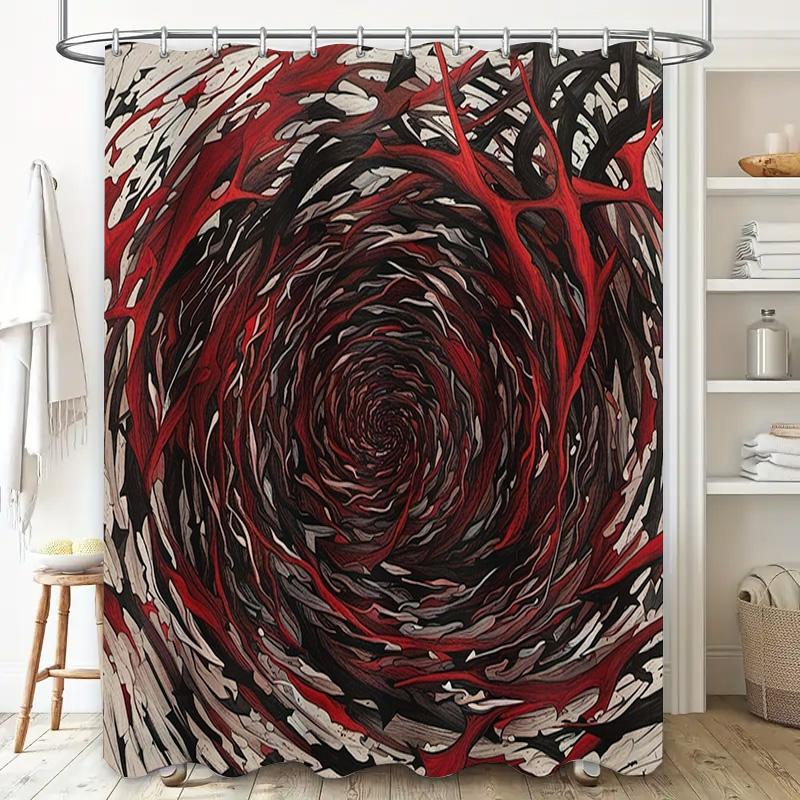 Rideau de douche abstrait rouge et noir pour salle de bain, décoratif moderne en tissu polyester avec œillets pour suspendre les serviettes de bain dans la baignoire Sont