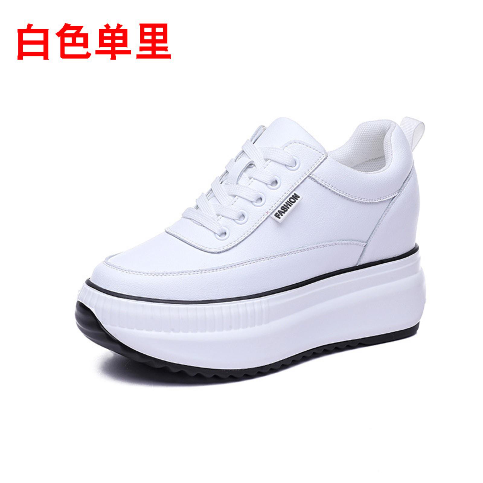

Puffed Lace-Up Mesh With Sloping Heel And Thick Sole Low-Top With Built-in Height Casual Sports Shoes For Women 35 білий