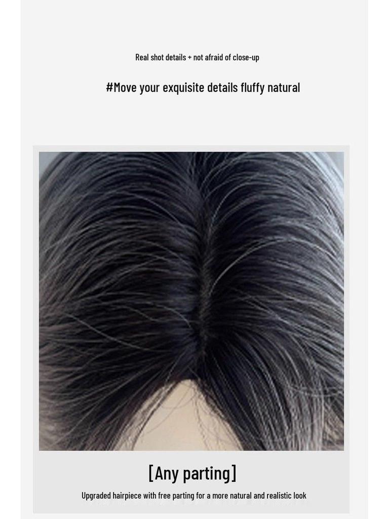 Ink In the Clouds: Black & White Gradient Long Curly Wig with Middle Part