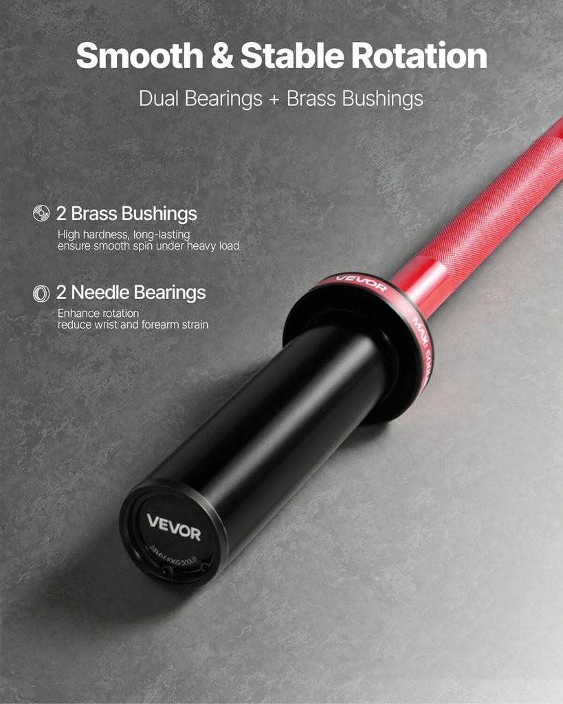 120cm Barbell Bar, Fit 2-Inch Weight Plates, Barbell Bar with Knurled Grip for Strength Training, Weightlifting, Squat, Deadlift, Bench Press, Curl,
