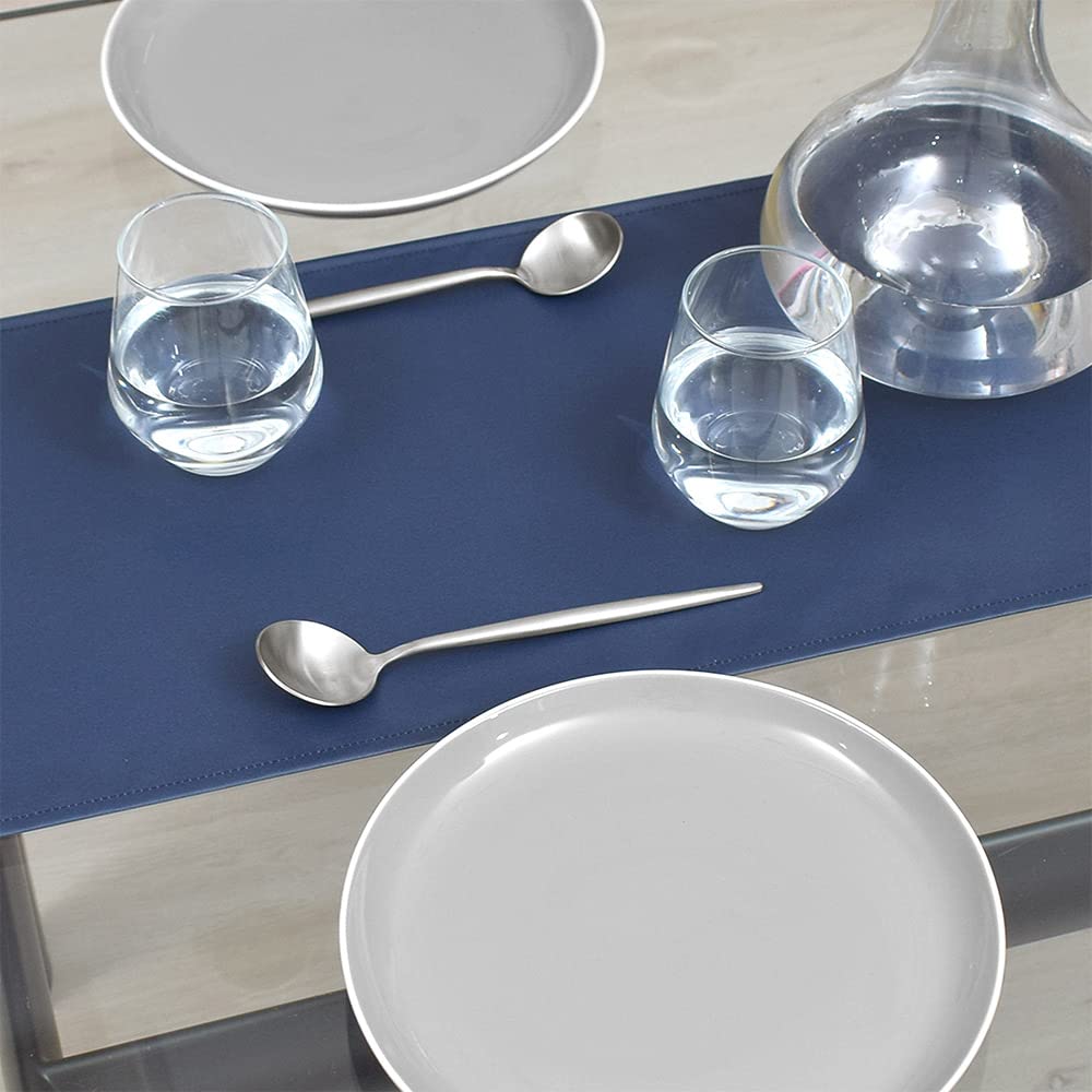 STYLE Decor Table Runner Laminated Waterproof Nordic Table Center 180cm Wipeable Plain Navy Blue STYLE Decor W2702720