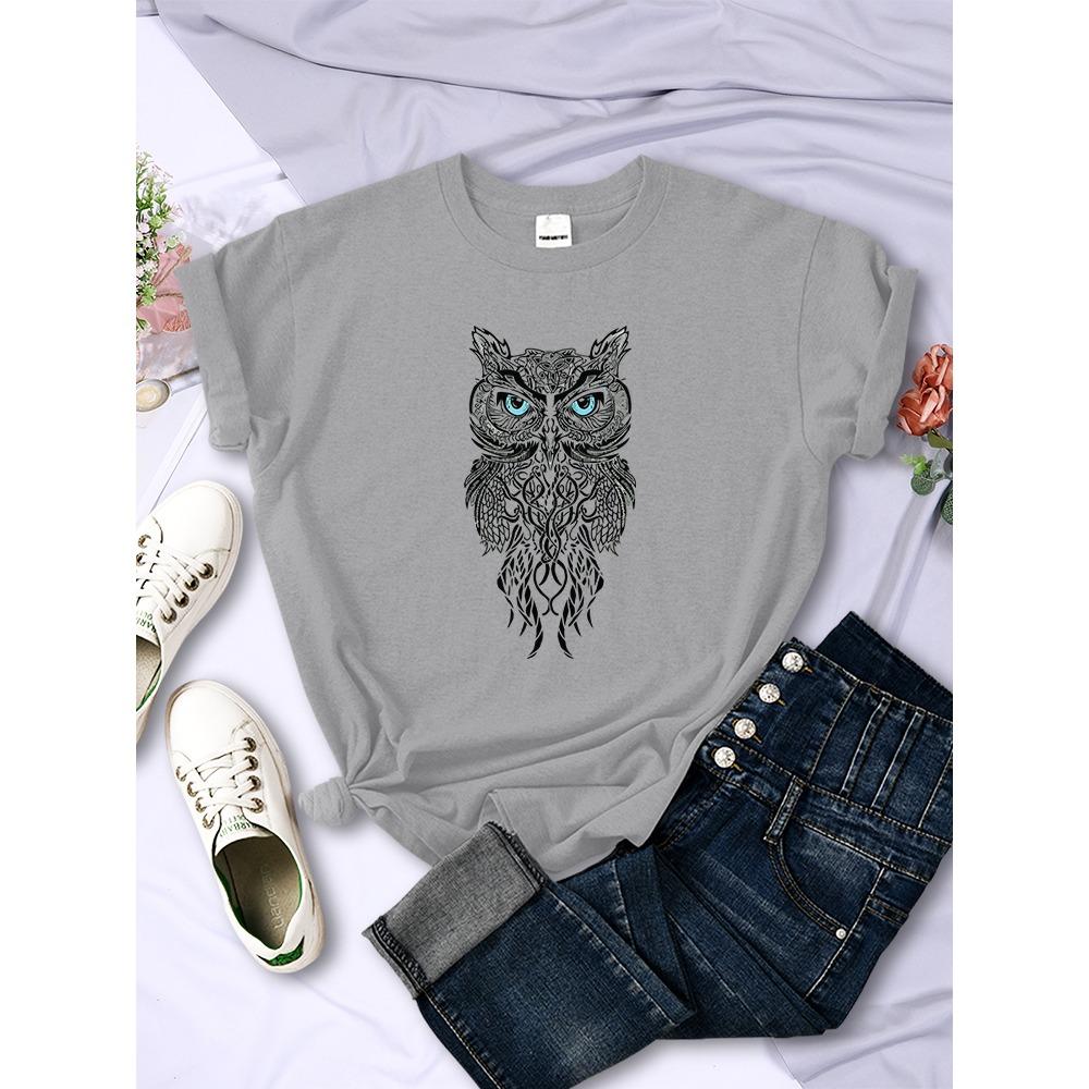 Owl Print Women's T-Shirt Casual Breathable Sports Short Sleeve Summer Street Hip Hop Graphic Y2K
