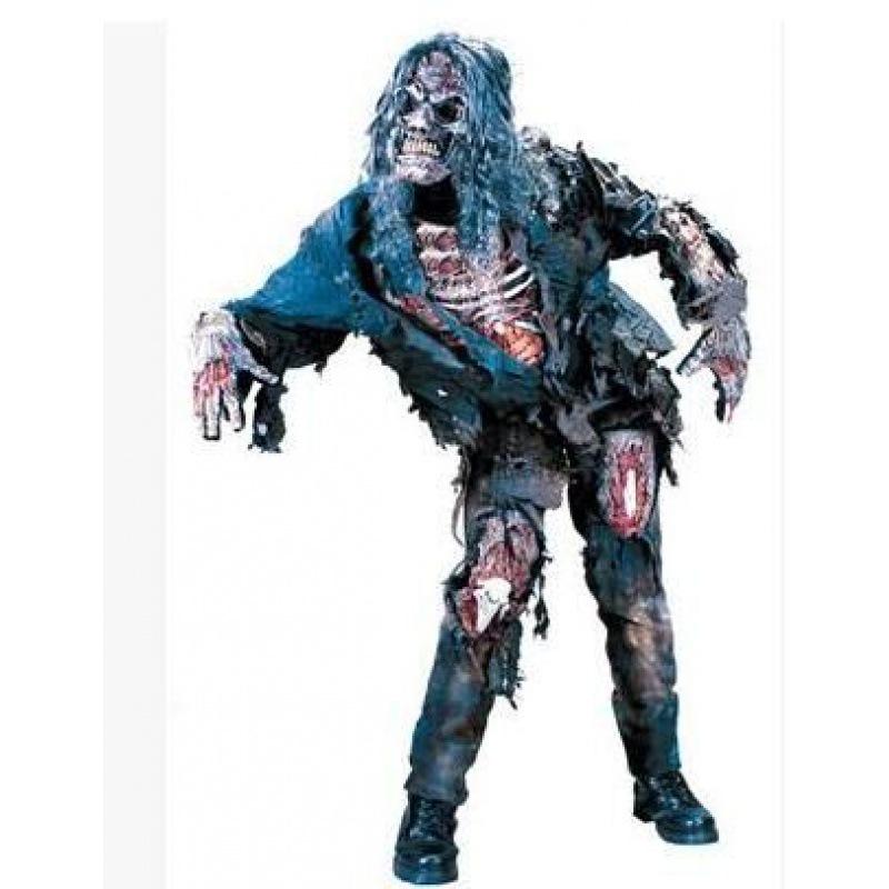 Halloween Adult Three-dimensional Rotten Meat Skeleton Ghost Costume, Scary Werewolf Costume, Death God Zombie Fire Monster Costume