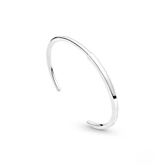

Plata Pulseras Браслет Femme 925 стерлингового серебра Открывающаяся цепочка Браслет для женщин Подходит Оригинальные Шармы Бусины Ювелирные Изделия Подарок 20cm серебряный