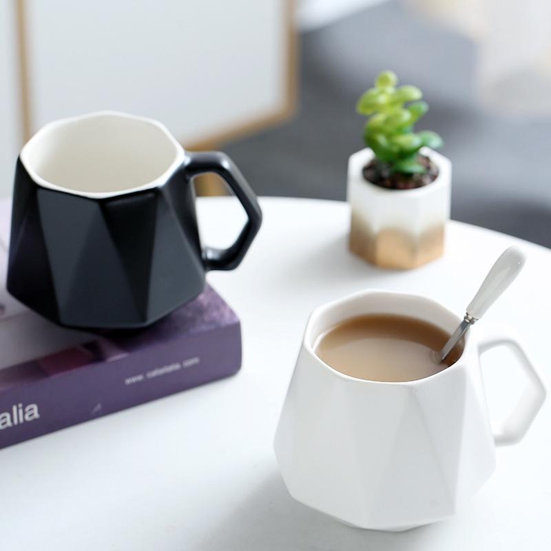 Geometric Diamond Rhombus Ceramic Couple Mug