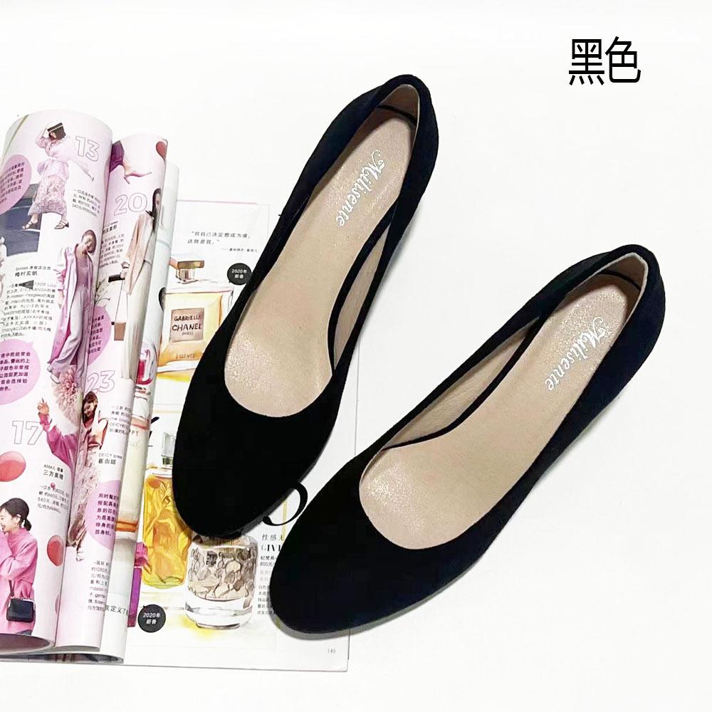 A Simple Matte Velvet Light-Mouth Spring And Autumn Shoes, Single Shoes, Waterproof Table, Fine High Heels, Professional Women'S Shoes, Black.