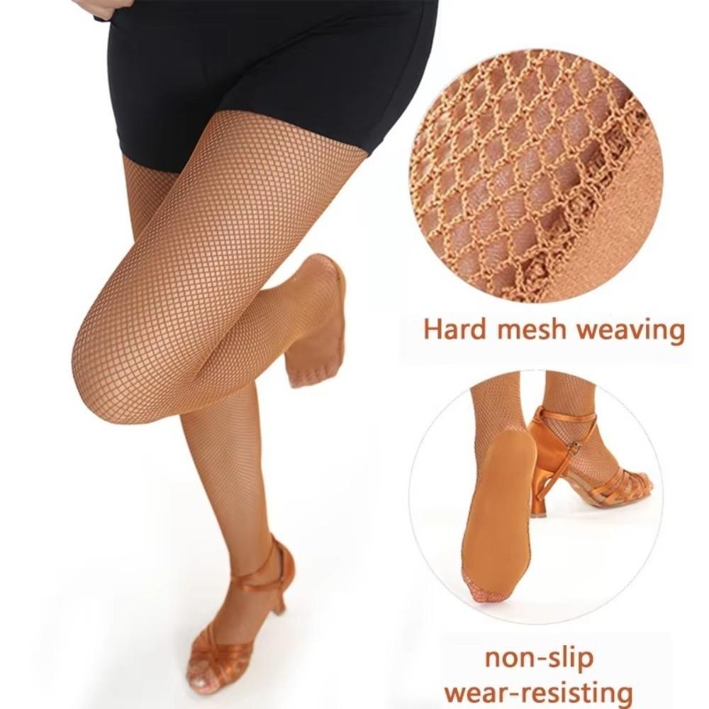 New Hard Mesh Latin Tights Non Slip Sole Wear-resistant Latin Dance Fishnet Stockings Elastic Competition Special Pantyhose