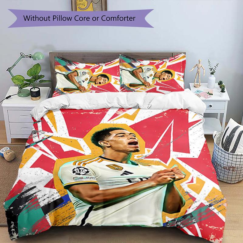 3pcs Kylian Mbappé Pattern Bedding Set Duvet Cover Set Includes Duvet Cover &pillowcases,perfect All Season Bedroom Decoration&gift