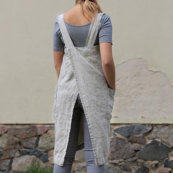 Cooking Apron Solid Color Crisscross Back with Pockets Fine Workmanship Garden Apron Baking Accessories