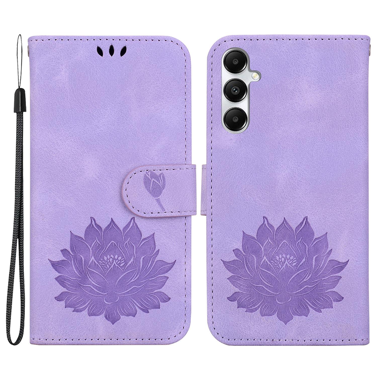 

For Samsung Galaxy A05s 4G Case PU Leather Wallet Stand Lotus Phone Cover Purple