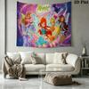 Winx Club Wall Tapestry Aesthetic Wall Hanging Printed Fabric Blanket Decorative Tapestries for Bedroom Living Room Home Decor