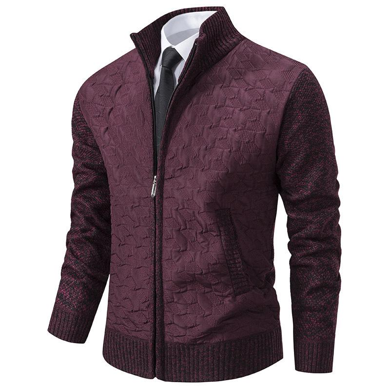 Autumn and Winter Men's Stand-up Collar Thickened Warm Fleece Cardigan Sweater Men's Loose Large Size Zipper Knitted Sweater Jacket