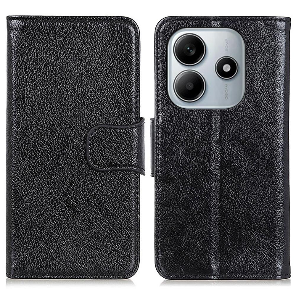 

Для Xiaomi Redmi Note 14 4G (163,25 мм) Чохол Гаманець з Наппа Текстури Спилок Шкіри Чохол для Телефону Black