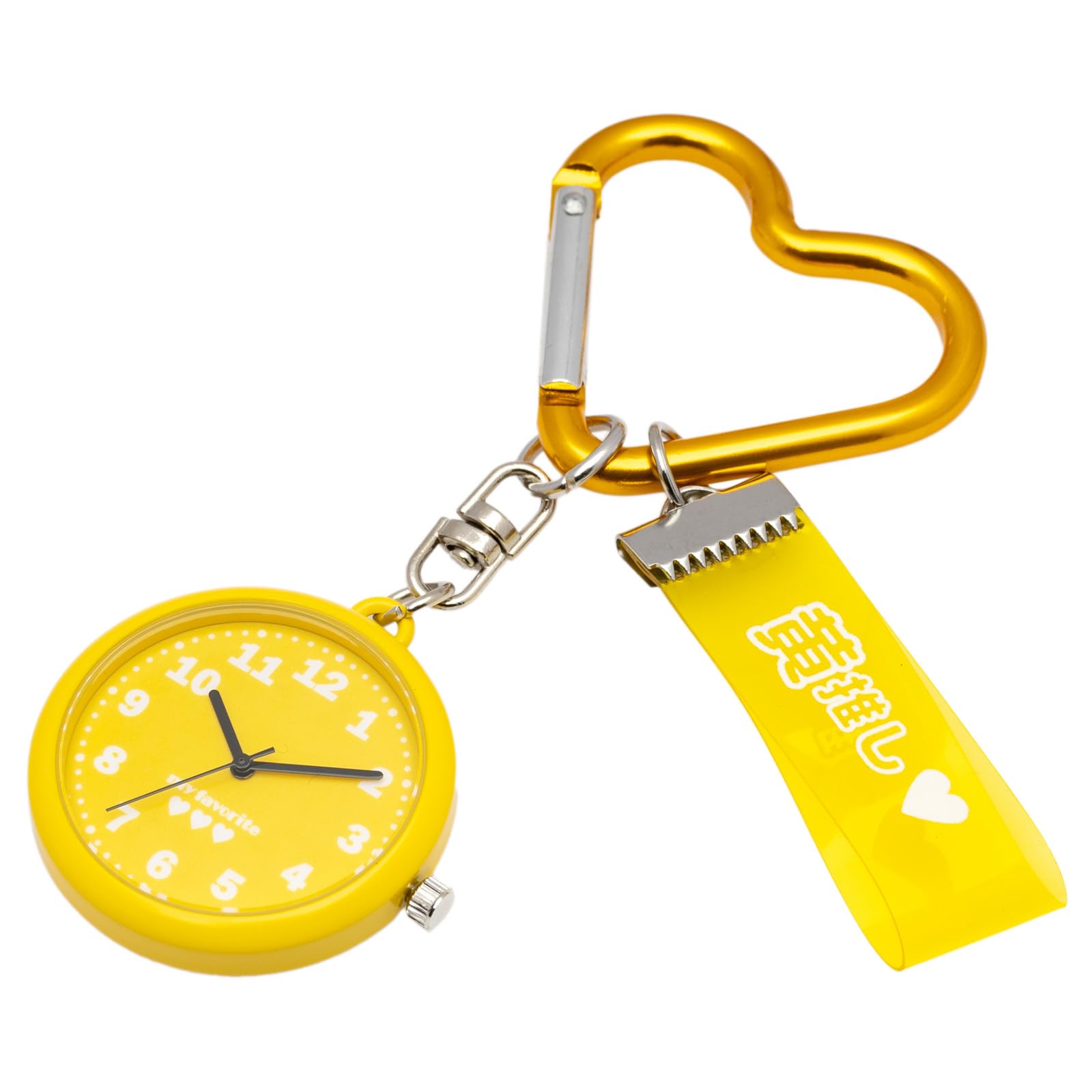 

[Fieldwork] Women s Analog Pocket Watch with Carabiner Charm Keychain - Yellow, Fashionable, Casual Accessory for Bags and Backpacks ST301-1