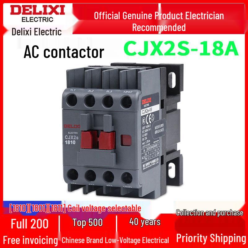 DELIXI CJX2S AC Contactor 1810 1801 1811 - Voltages: 220V, 380V, 110V, 36V, 24V.