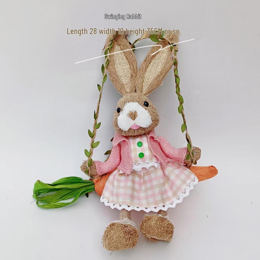Handgefertigter Strohflecht-Kaninchenschmuck - Niedlicher Mori-Stil für Weihnachten & Ostern