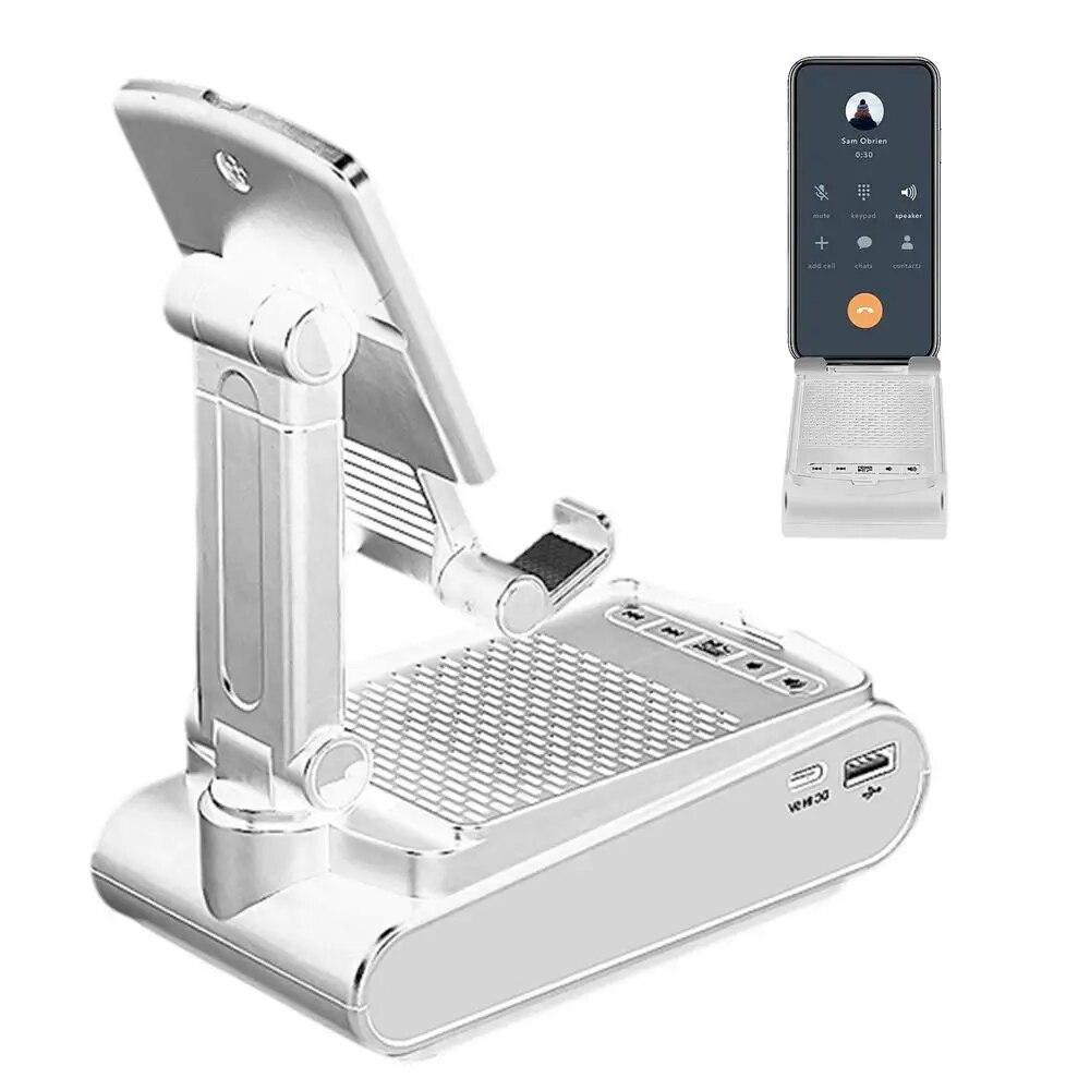 Stojan na mobilný telefón Skladacia pevná nabíjačka reproduktorov Bluetooth so stereo U slotom pre diskovú kartu Nastaviteľná výška Voľné uhly Stojan na tablet