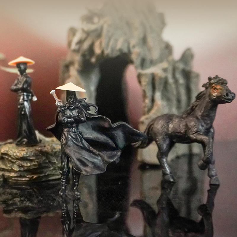 

3 шт./набор мини-фигурок из смолы, модель древнего японского китайского ниндзя-самурая, моделирование классного миниатюрного автомобиля, украшения, подарки чёрный