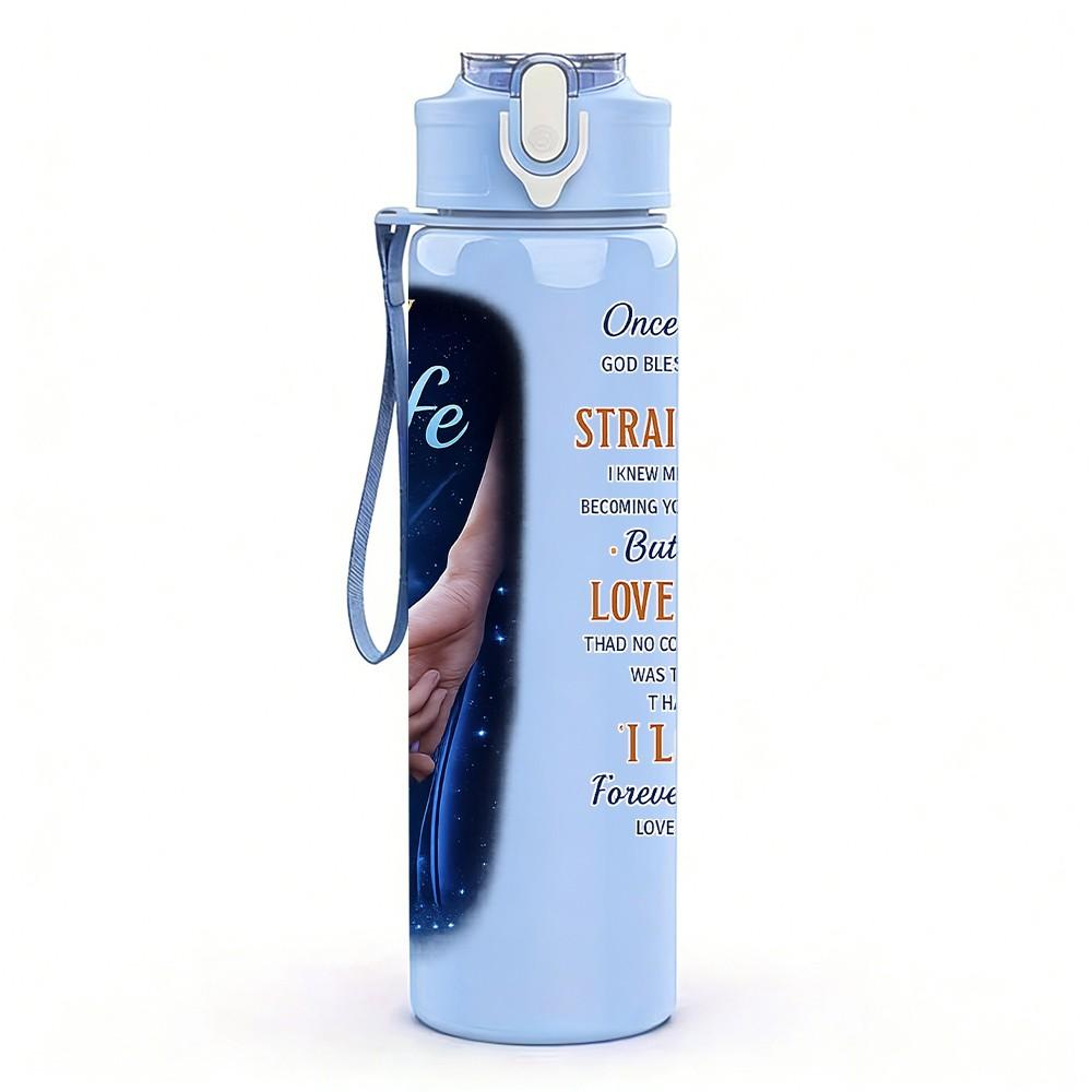 1PC Wife Husband Couple Romantic Quote Print 750ml Color Plastic Sports Water Bottle Leakproof Flip Straw Lid Suitable for Sports Office Home Use