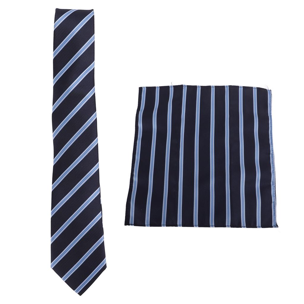Mens Tie Set Handkerchief Cufflinks Tie Clip Durable Wear Resistant Delicate Texture Classic Stripe Design Men S Ties