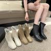 Square Head Thick Heel Fashion Short Boots New Versatile Autumn and Winter Zipper Fashion Short Women's Small Leather Boots