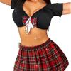 European & American Style Sexy COS Plaid Mini Skirt Lingerie Set