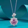 Collana Petalo di Rosa: Ciondolo Viola 10mm in Argento S925, Moda Elegante per Donne