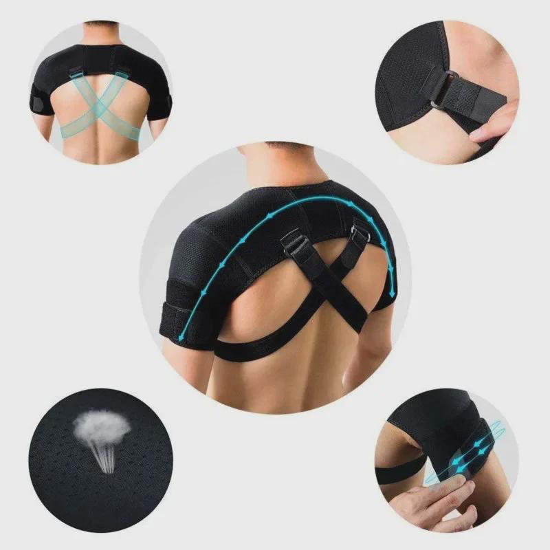 Adjustable Double Shoulder Brace for Back Pain Relief with Cross Straps