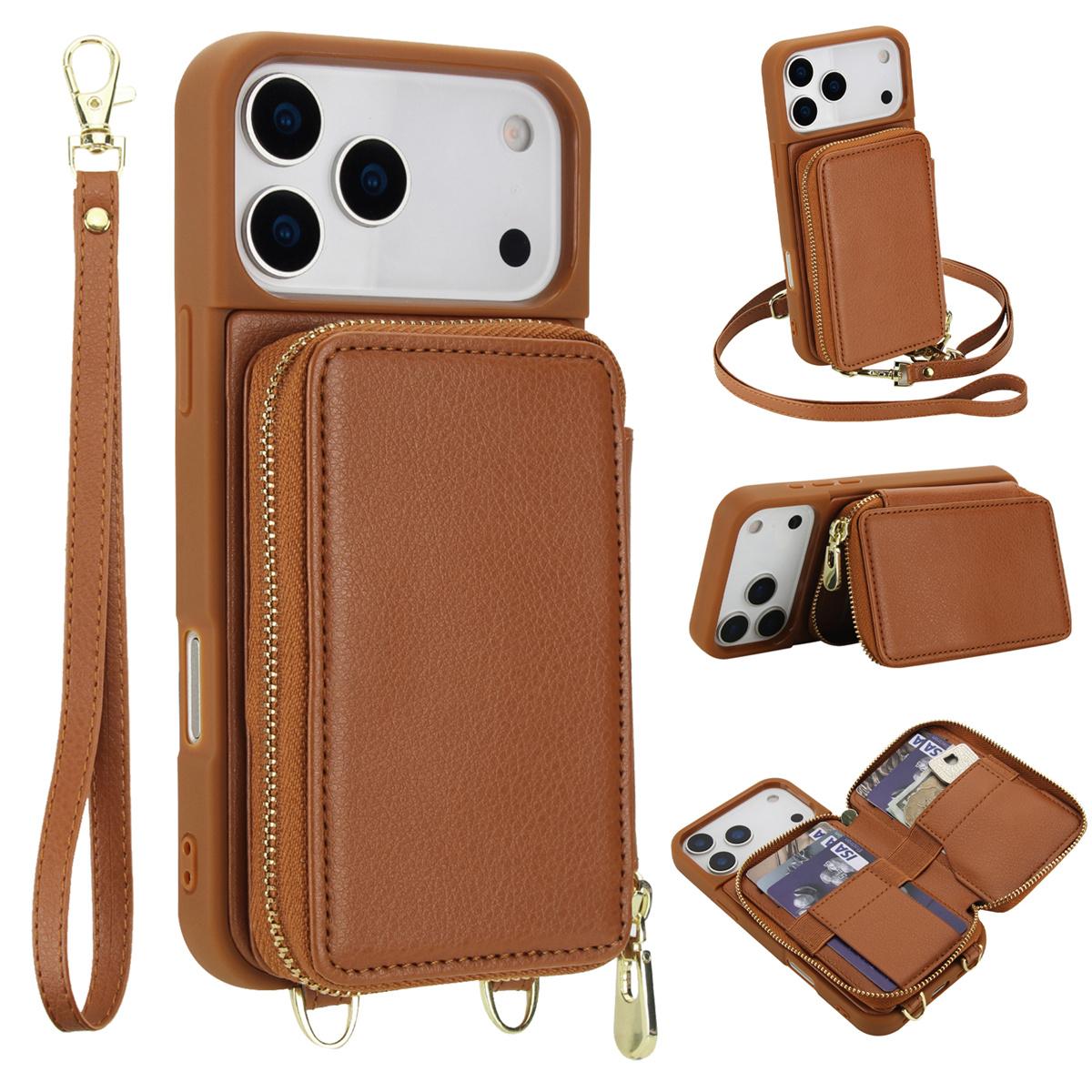 Crossbody Zipper Purse Card Holder Leather