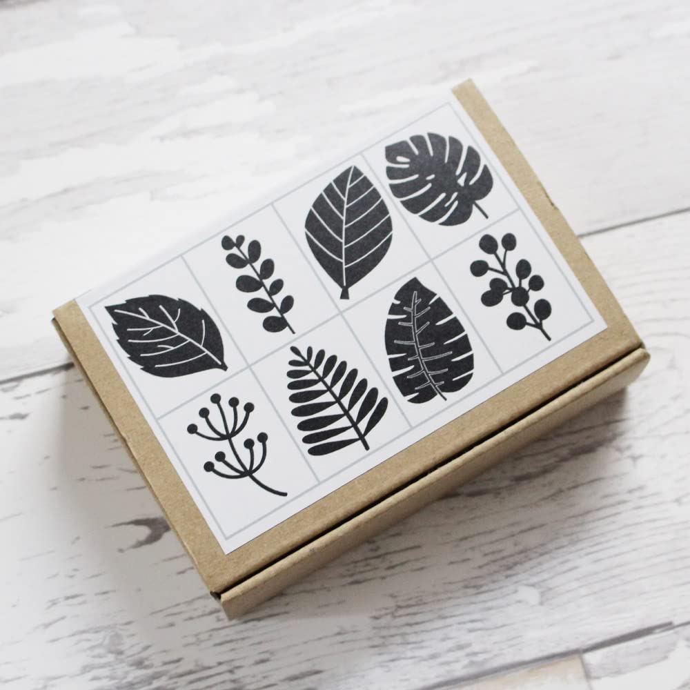 Cute Wooden Rubber Stamp Set with Leaf and Botanical Monstera Perfect for Letter and Perfect as a Made in Japan Design, Bridal, Cards, Paper,