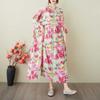 Ladies' Retro Gentle Wind and Cloud Brocade Cotton and Hemp Hooded Dress