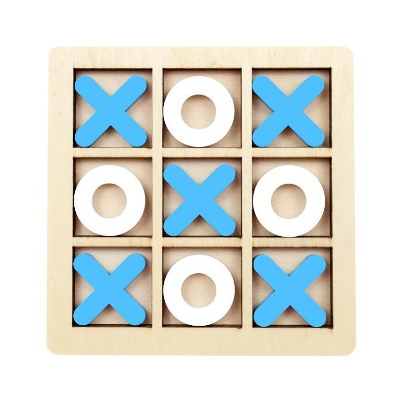 Gioco da tavolo in legno "Tris": Giocattolo di Pensiero Logico per Bambini, Attività Educativa e Interattiva Genitore-Figlio.
