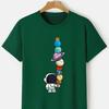 Summer Cotton Cartoon Astronaut Planet Print Loose Large Casual Round Neck Short Sleeve T-shirt