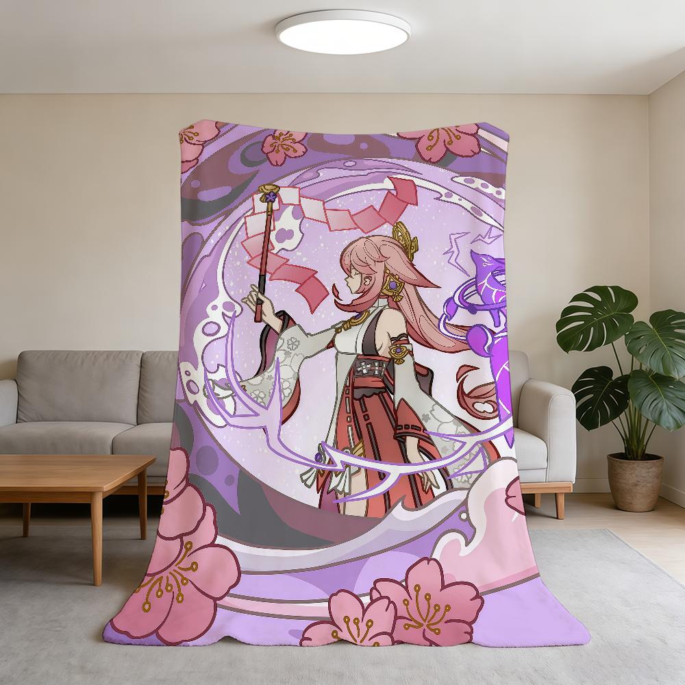 

Blanket Super Warm Genshin Comfortable Cute Impact Plush Throw Game Blanket Child Home Sofa Girl Bedroom Gift 75x90cm